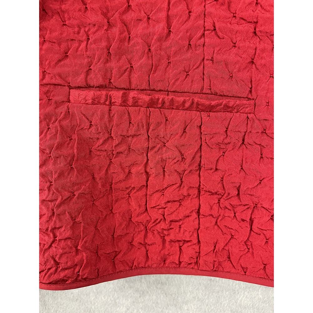 Chico's 3 (US XL 16) Red Jacket Long Sleeve Open Front Pockets Textured Lined - Picture 4 of 11